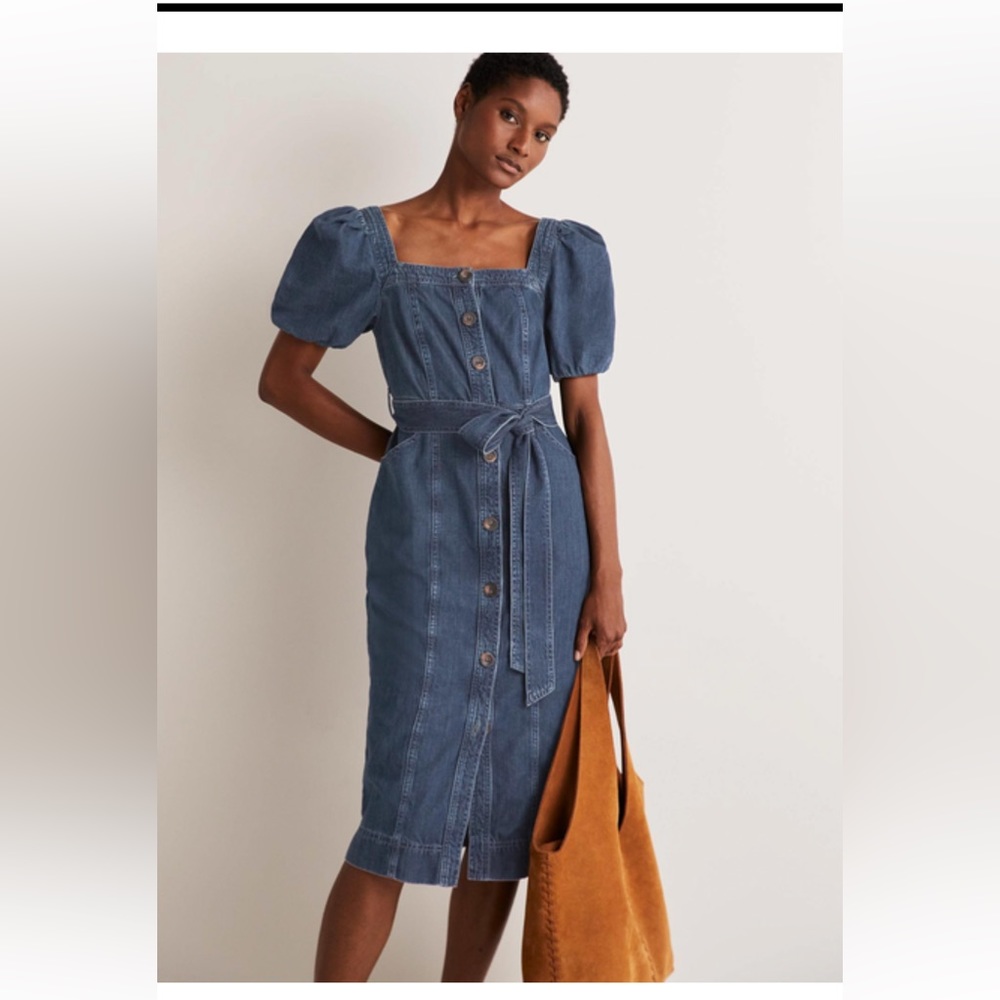 Boden Square Neck Denim Dress